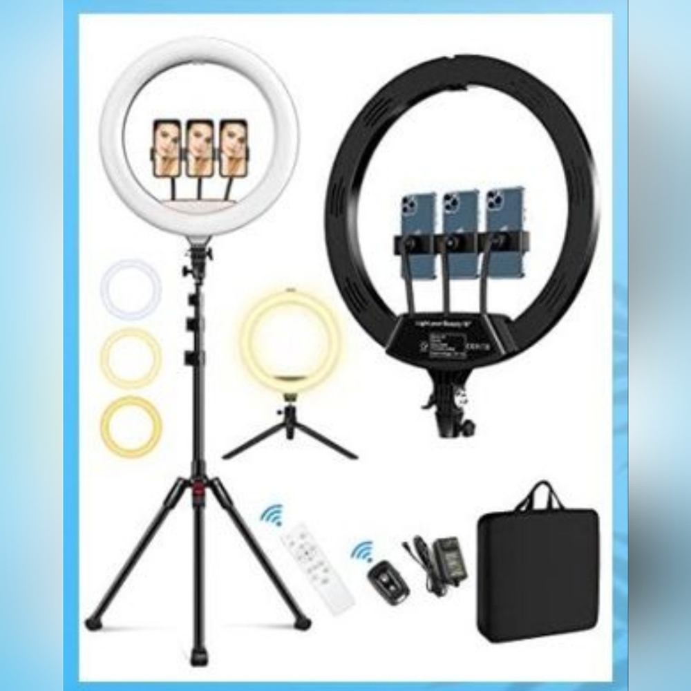 RING LIGHT COMBO! NIB one 18" AND one 10" LED selfie ring lights & MORE!
